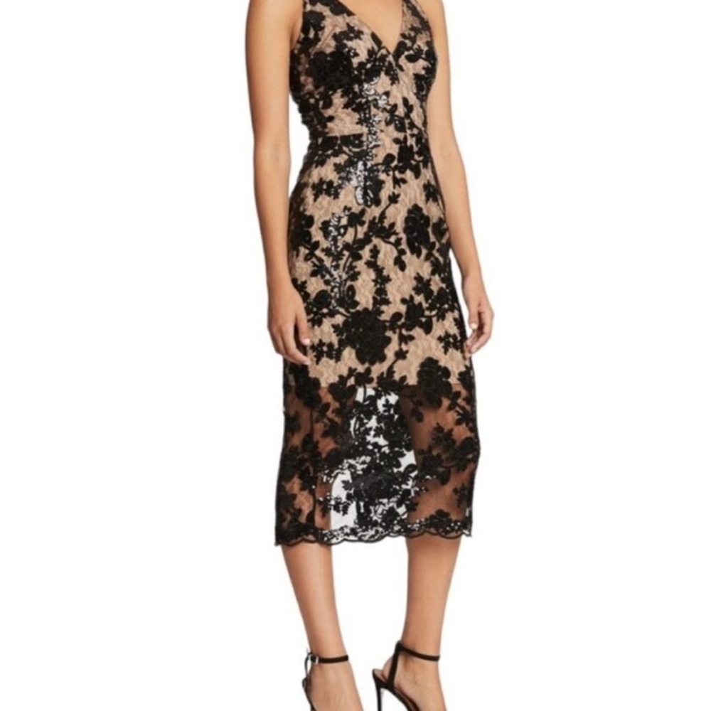 Rebecca Dress the Population Black Lace Dress